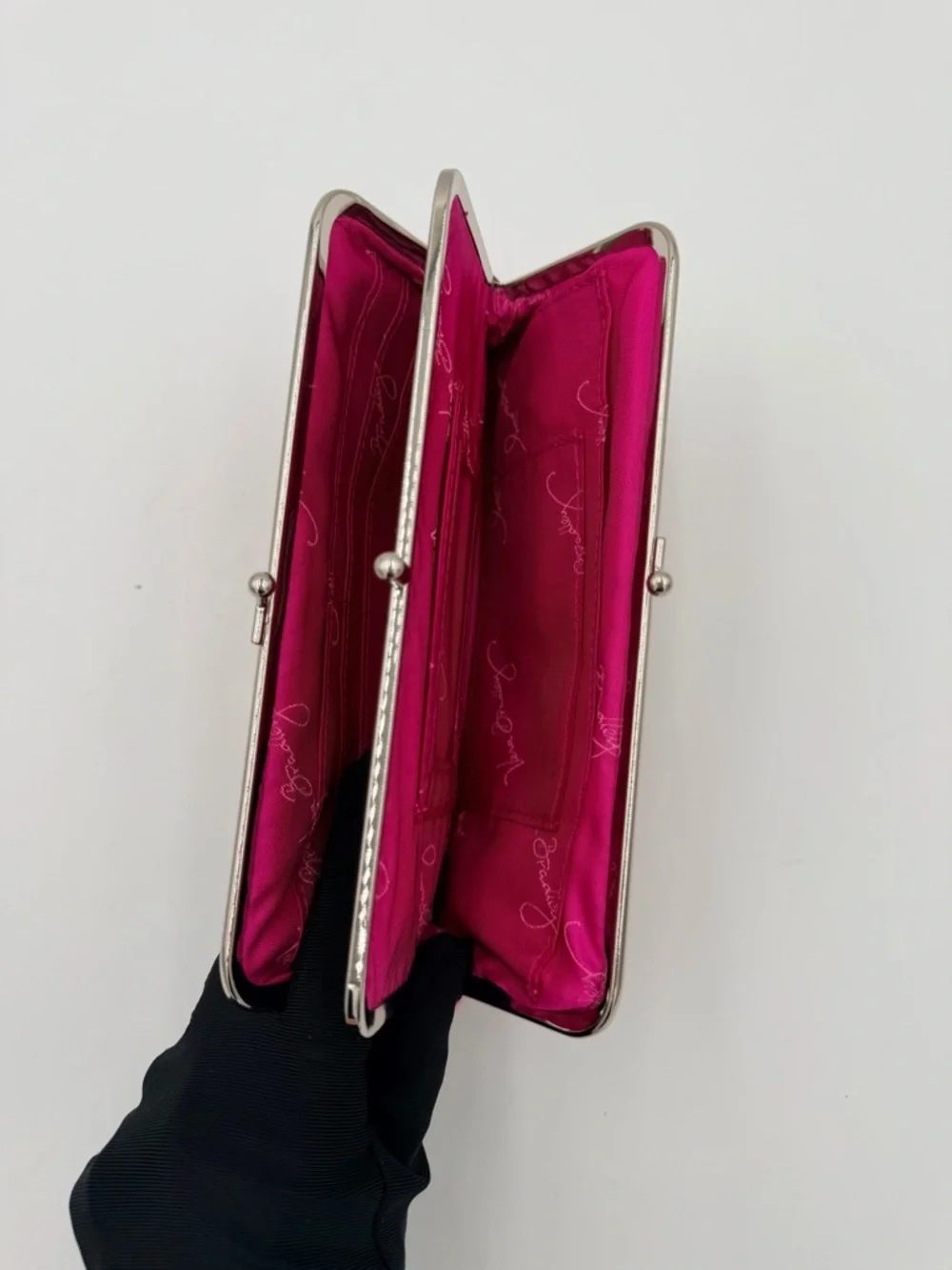 Vera Bradley Pinwheel Pink Double Kiss Lock Clutch Wallet Retired - Picture 8 of 10